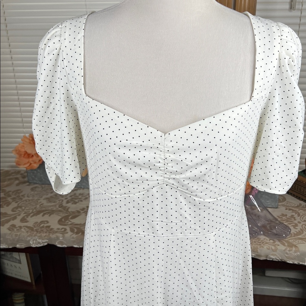 Danielle Bernstein Polka Dot Puff Sleeves Slip Dress Size 12 NWT - Picture 5 of 11